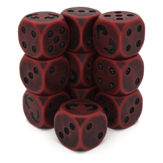 War Horns (Blood) is a 10-piece set of 16mm polymer d6s in beastly red, with pips and horn engraving in black ink. It is part of our Fantasy Squads series of dice for miniature wargaming.