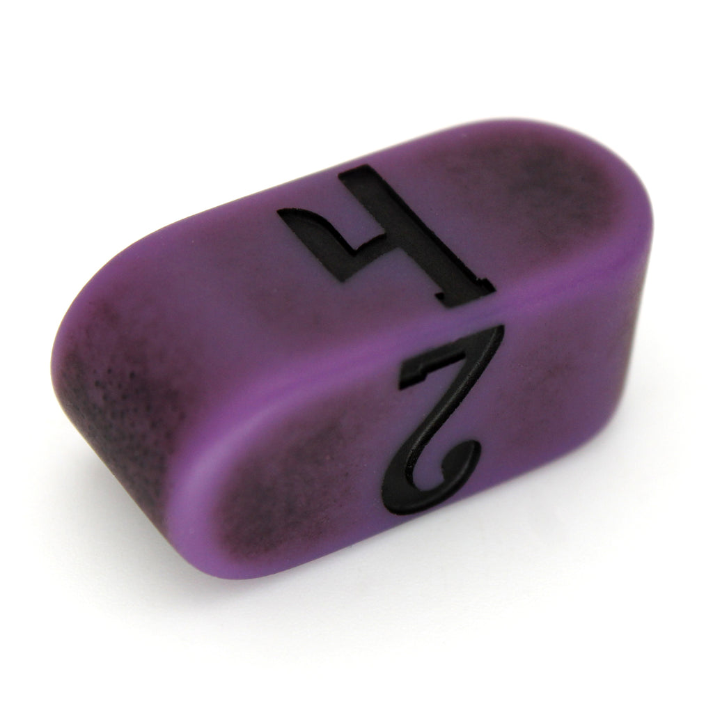 Worm Poison Infinity is a wormy purple acrylic Infinity d4 with a matte powder finish and black inking.