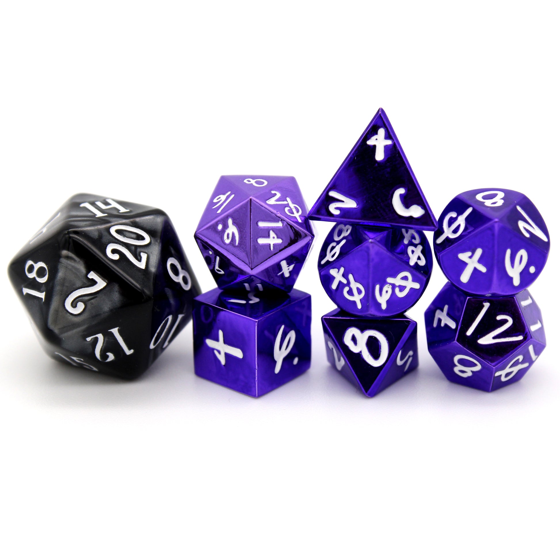 Mage Hand Wee Lads 7-piece, 10mm shiny purple metal set with white ink