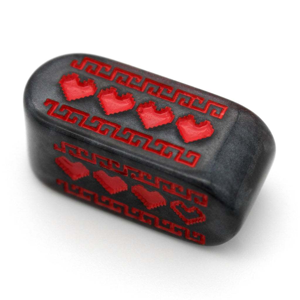 Pixel Hearts: Original Console are custom black resin Infinity d4s inked in bright red.