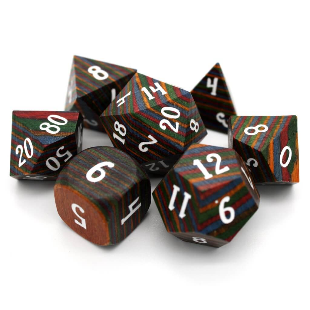 Technical Wood Dice set for Dungeons and Dragons