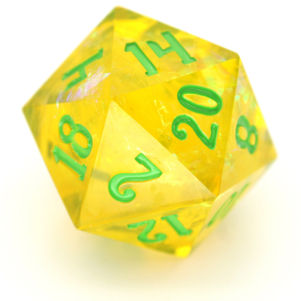 Toxic Love is a 10-piece resin sharp edge set in noxious yellow with green foil inclusions and poison-green ink.
